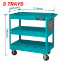 TOTAL 3-Tier Steel Tool Cart with Wheels – 719×365mm, Heavy Duty (THPTC301)