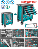 TOTAL 328 Pcs Tool Chest Set – Professional Workshop Cabinet with Full Tool Kit (THPTCS73281)