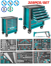 TOTAL 328 Pcs Tool Chest Set – Professional Workshop Cabinet with Full Tool Kit (THPTCS73281)