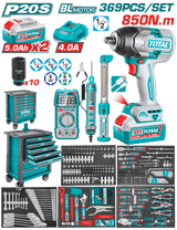 TOTAL 396 Pcs Tool Chest Set – Complete Professional Kit with 7-Drawer Chest & 20V Impact Wrench (THPTCS83692)