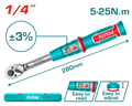 TOTAL Preset Torque Wrench 1/4" – Adjustable Torque Wrench 5-25Nm (THPTW1425N8)