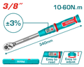TOTAL Preset Torque Wrench 3/8" – Adjustable Torque Wrench 10-60Nm (THPTW3860N6)
