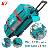TOTAL 27" Wheeled Tool Bag with Telescopic Handle – Heavy Duty 1680D Polyester Tool Storage (THRRTB2712)
