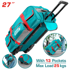 TOTAL 27" Wheeled Tool Bag with Telescopic Handle – Heavy Duty 1680D Polyester Tool Storage (THRRTB2712)