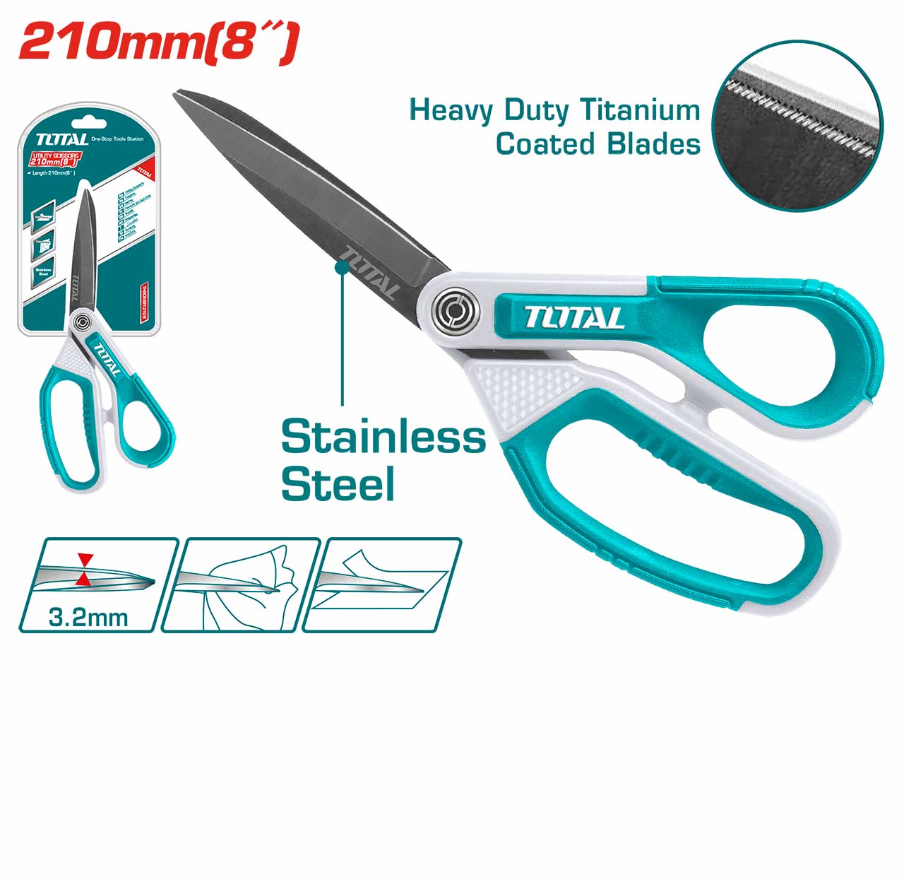TOTAL Long Blade Rubber Grip Scissors – THSCRS812108 TOTAL Long Blade Rubber Grip Scissors – THSCRS812108