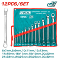 TOTAL 12 Pcs Offset Ring Spanner Set – 6–32mm, Fine Polished, Packed in Canvas Bag (THT1024121)