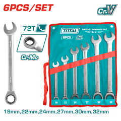 TOTAL 6 Pcs Ratchet Spanner Set 19-32mm (THT102RK061)