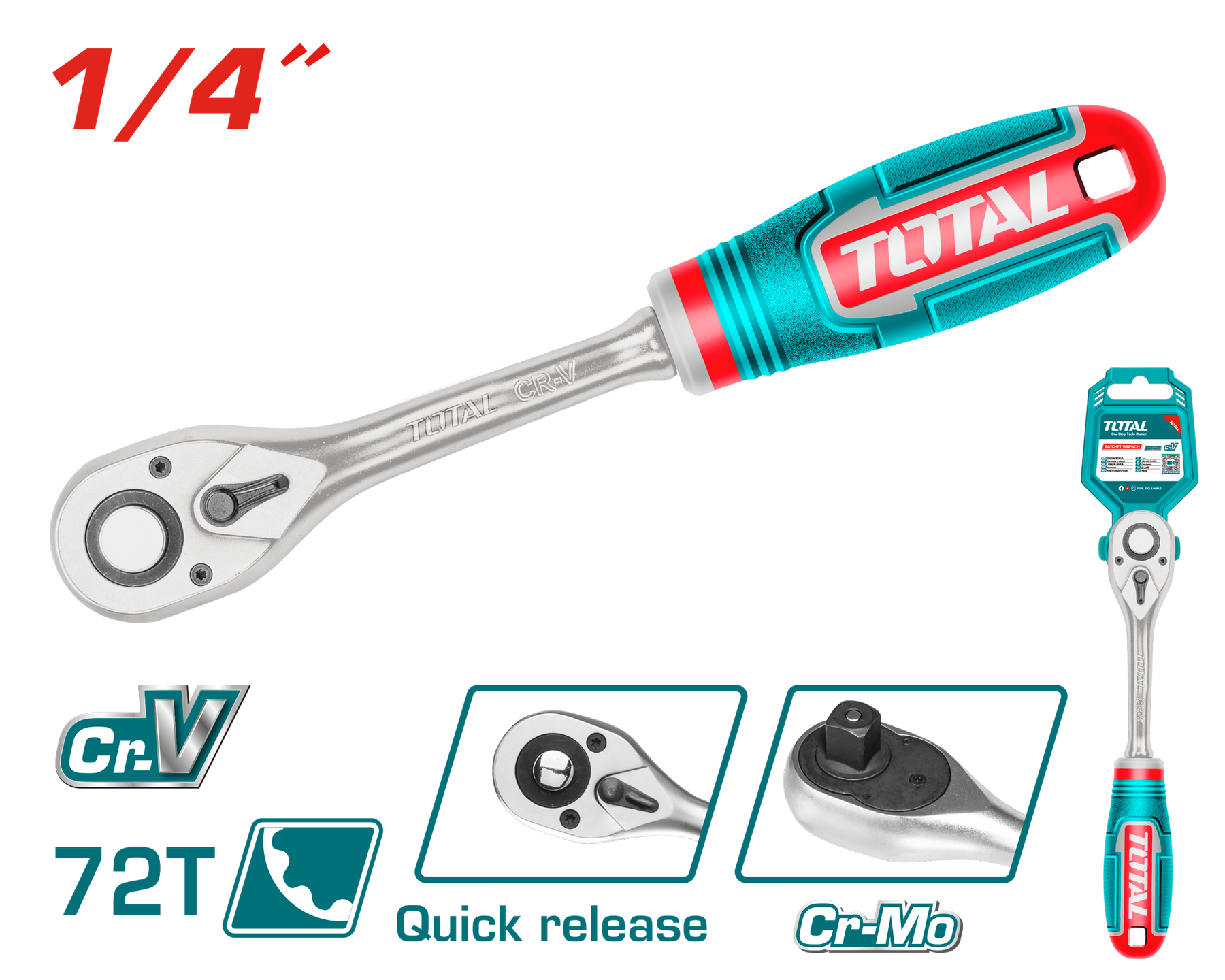 TOTAL 1/4″ Ratchet Wrench 72T | THT106146 TOTAL 1/4″ Ratchet Wrench 72T | THT106146