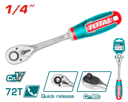 مفتاح ربط TOTAL 1/4″ 72T | THT106146