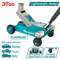 TOTAL 3 Ton Hydraulic Floor Jack – Off-Road Heavy-Duty Jack with Extended Lifting Head & Large Rubber Wheels (THT10803)