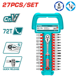 TOTAL 27-Piece 1/4" Socket Set with Quick Release Ratchet (THT141271)