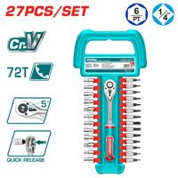 TOTAL 27-Piece 1/4" Socket Set with Quick Release Ratchet (THT141271)