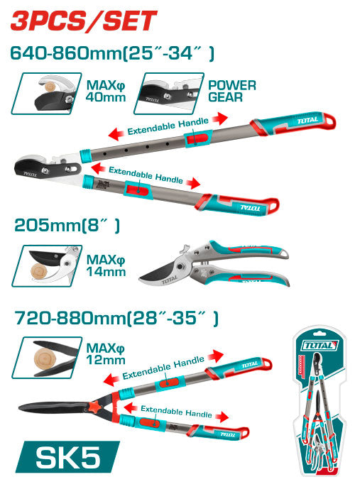 Total 3-Piece Garden Shears Set – Perfect for Garden Care Total 3-Piece Garden Shears Set – Perfect for Garden Care
