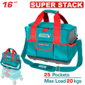 TOTAL 16" Heavy-Duty Tool Bag – 25 Pockets, 20kg Capacity & Stackable Design (THT16165)