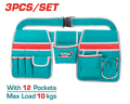 TOTAL Tool Bag Set with Adjustable Belt – 12 Pockets, Hammer Holder, 1680D Polyester (THT16P20325)
