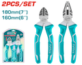 TOTAL 2 Pcs Pliers Set – Combination 7" & Diagonal Cutting 6" (THT1K0206)