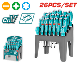TOTAL 26pcs Screwdriver Set CR-V, Slotted, Phillips, Precision