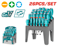 TOTAL 26pcs Screwdriver Set CR-V, Slotted, Phillips, Precision