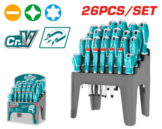 TOTAL 26pcs Screwdriver Set CR-V, Slotted, Phillips, Precision