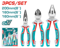 TOTAL 3 Pcs Pliers Set – Cr-V Steel – Two-Color Handle (THT2K0301)