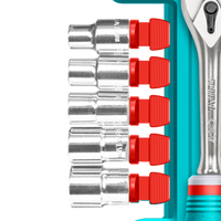 TOTAL 12 Pcs 3/8" Socket Set – 72T Ratchet with Extension Bar (THT381121)