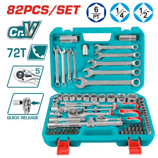 1/4˝ & 1/2˝ Drive Socket Set | 82-Piece by Total (THT421802)