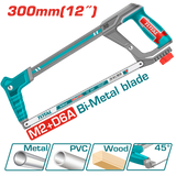 TOTAL Hacksaw Frame 300mm | 12" – Adjustable Angle, Soft Grip (THT541016)