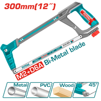TOTAL Hacksaw Frame 300mm | 12" – Adjustable Angle, Soft Grip (THT541016)