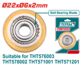 TOTAL Tile Cutter Blade Ø22xØ6x2mm – Tungsten Carbide with Ball Bearing (THT576003B)