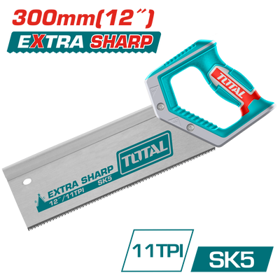 TOTAL Back Saw 300mm | 12" – SK5 Steel with Protective Teeth Guard (THT59128B)