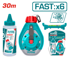 TOTAL Heavy Duty Chalk Line Reel - 30m, X6 Faster Retraction (THT666301)