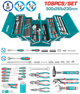 TOTAL 108-Piece Tool Chest Set – Sockets, Wrenches, Screwdrivers, Pliers & More (THTCS121081)
