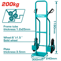 TOTAL 3-Wheel Stair Climbing Hand Trolley – 200kg Capacity, Solid Wheels, Heavy-Duty Design (THTHT20461)