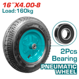 TOTAL 16" Pneumatic Wheel with Bearing – Heavy Duty Wheelbarrow Replacement Wheel (THTWEL410P)