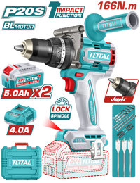 TOTAL Brushless Cordless Impact Drill 20V – 166Nm with 2×5.0Ah Batteries (TIDLI201668)