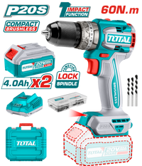 TOTAL 20V Cordless Brushless Impact Drill - 60Nm, 2-Speed