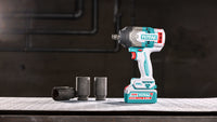 TOTAL 20V Cordless Impact Wrench 3/4" Brushless – 1050Nm with 2×5.0Ah Batteries & Deep Sockets Set (TIWLI20105)