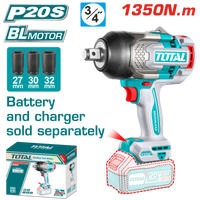 TOTAL Cordless Impact Wrench Brushless 3/4" | 1350N.m - Battery & Charger Sold Separately (TIWLI201351)