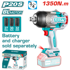 TOTAL Cordless Impact Wrench Brushless 3/4" | 1350N.m - Battery & Charger Sold Separately (TIWLI201351)