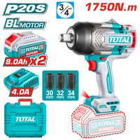 TOTAL Cordless Impact Wrench 20V Brushless – 3/4” | 1750Nm  (TIWLI20175)