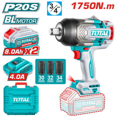 TOTAL Cordless Impact Wrench 20V Brushless – 3/4” | 1750Nm  (TIWLI20175)