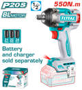 TOTAL 20V Cordless Impact Wrench 1/2" Brushless – 550Nm with Sockets (TIWLI20551)