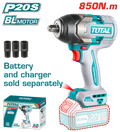 TOTAL Cordless Impact Wrench Brushless Motor 850N.m | 1/2" - Battery & Charger Sold Separately (TIWLI20851)