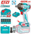 TOTAL Cordless Brushless Impact Wrench 42V – 1/2" Drive 460Nm with 2 Batteries (TIWLI42462)