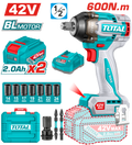 TOTAL 42V Cordless Impact Wrench – Brushless Motor, 1/2" Drive, 600Nm Torque, 3-Speed (TIWLI42602)