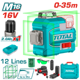 TOTAL 16V Cordless 3D Green Laser Level, 360° Lines