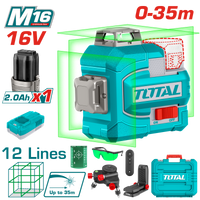 TOTAL 16V Cordless 3D Green Laser Level, 360° Lines