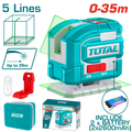 TOTAL Self-Leveling Line Laser Green 360° with Remote Control 0-35m (TLL306502)