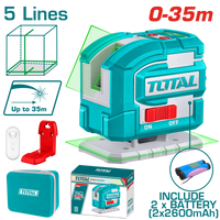 TOTAL Self-Leveling Line Laser Green 360° with Remote Control 0-35m (TLL306502)
