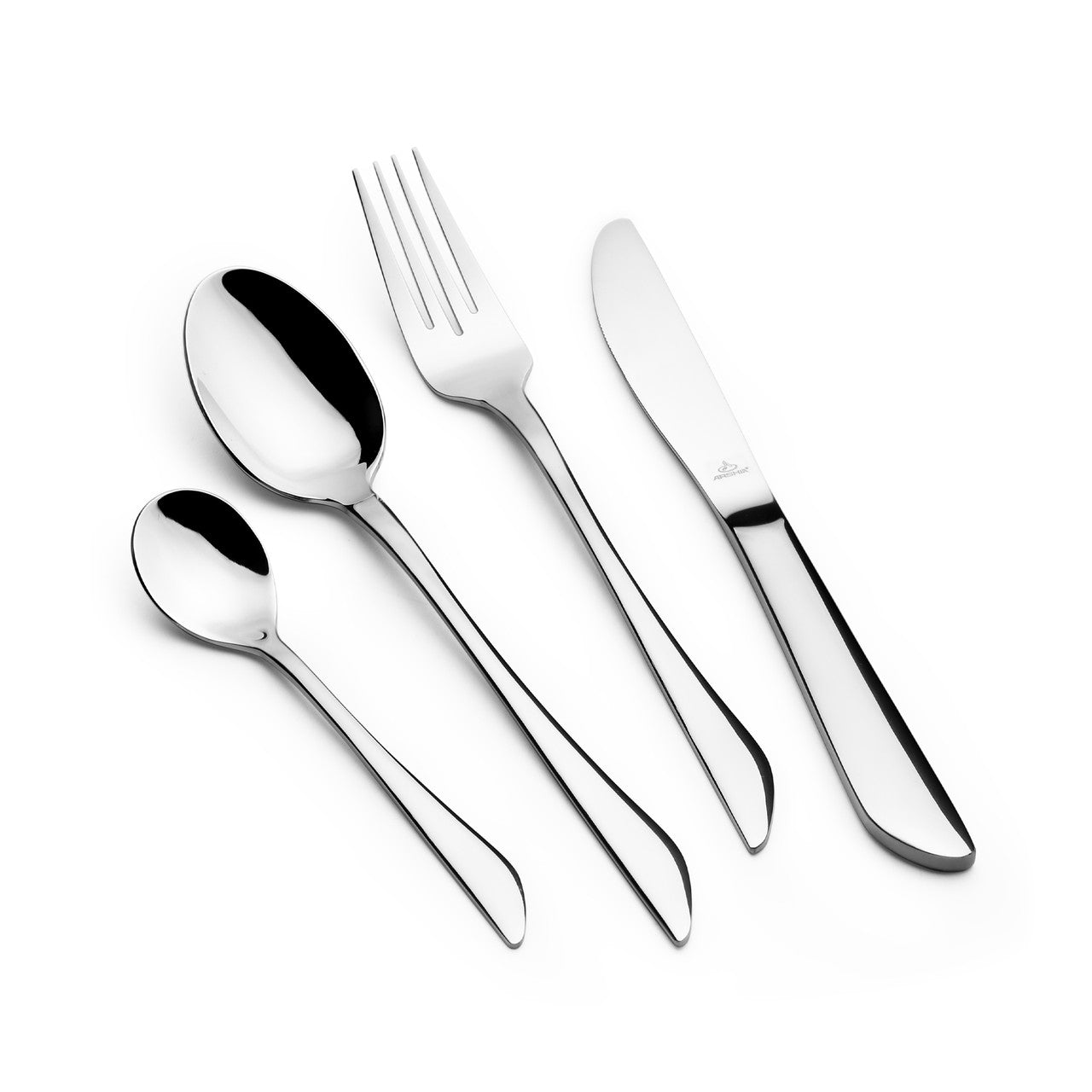 Arshia 26-Piece Mirror-Polished Stainless Steel Cutlery Set with Metal Stand